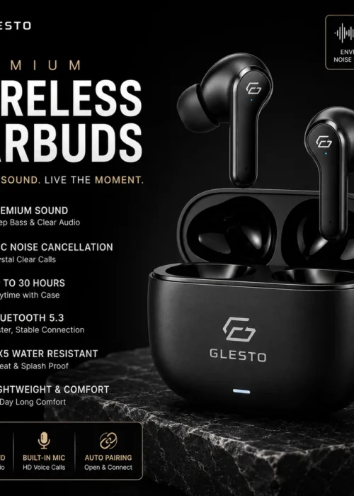 Glesto Premium Wireless Earbuds (ENC Noise Cancellation)
