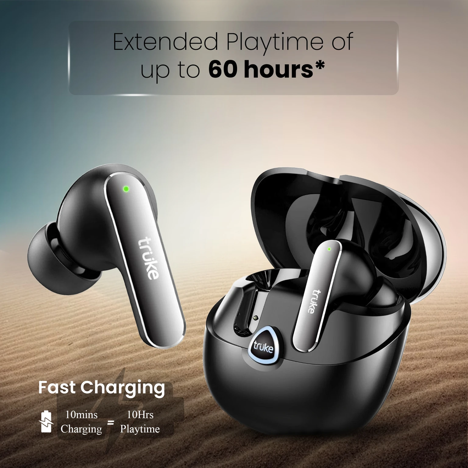 truke Buds F1 Ultra with 60 Hours Playtime, Spatial Audio, 13mm Drivers, Multi-modes Bluetooth Headset (Black, True Wireless) - Image 4